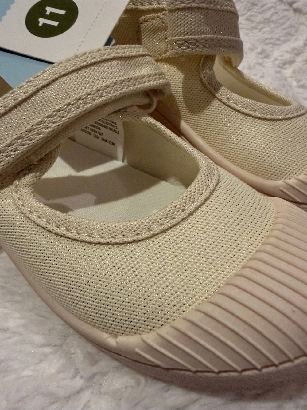 Cat & Jack Cream Canvas Mary Jane Hook-and-Loop Shoes